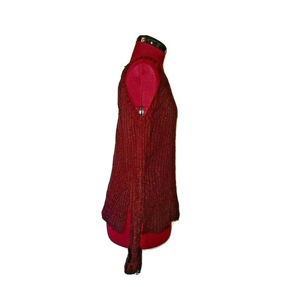 Hippie Rose Womens Sweater Pullover Size XS Burgundy Cold Shoulder Side … - Picture 3 of 7